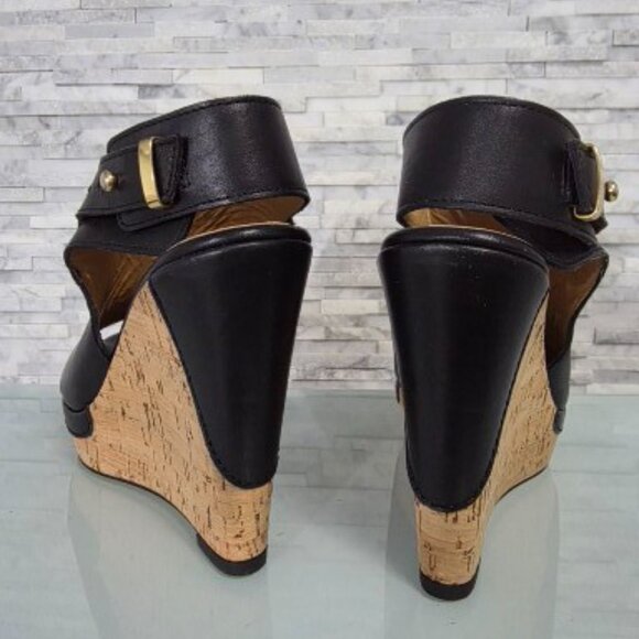 MEUCCI SESTO WOMEN'S PLATFORM OPEN TOE LEATHER SANDALS SIZE 7.5 MADE IN ITALY - Picture 3 of 9